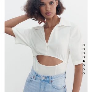 Linen Blend Cut Out Bodysuit